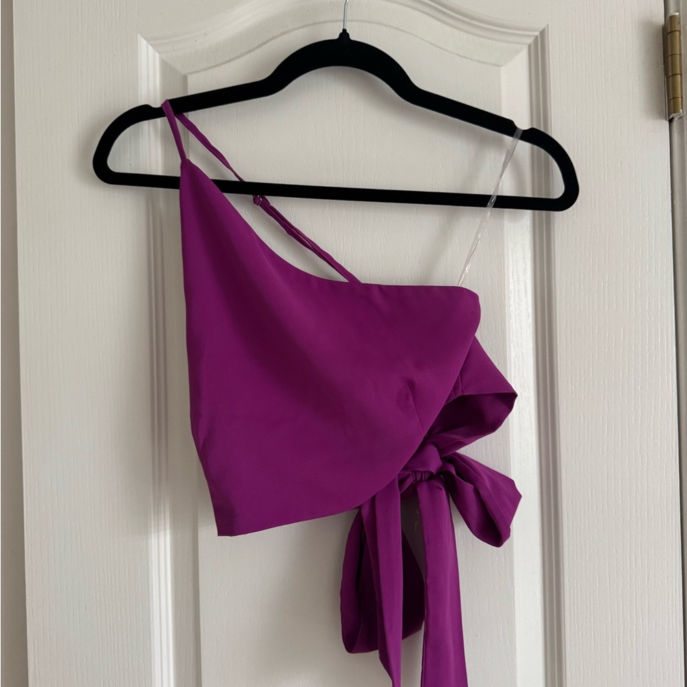 Nasty Gal Purple Asymmetrical Crop Top